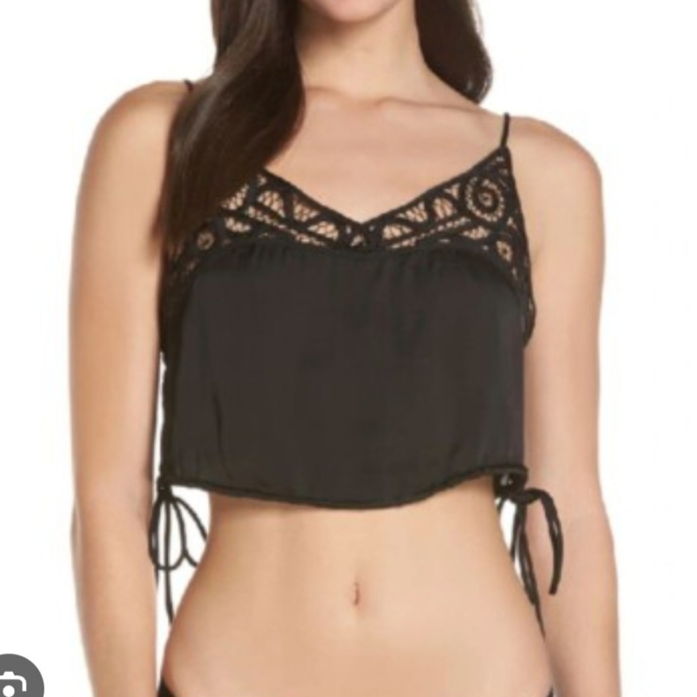 Intimately Free People Crochet Blouson Cropped Cami Tank Top Size Large